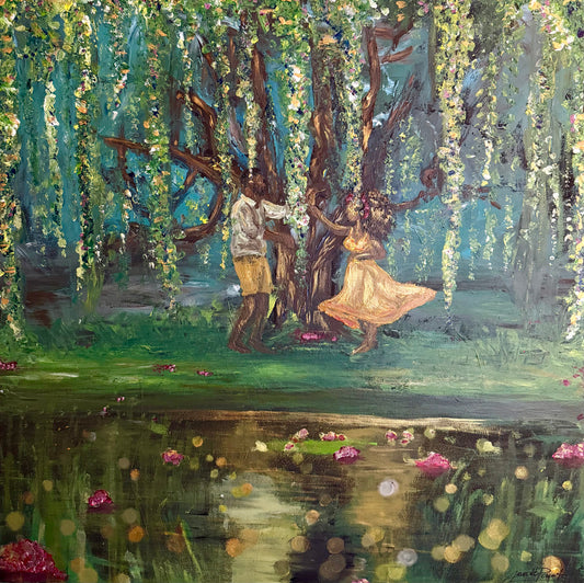 Original Canvas Art: Dance Beneath the Willow