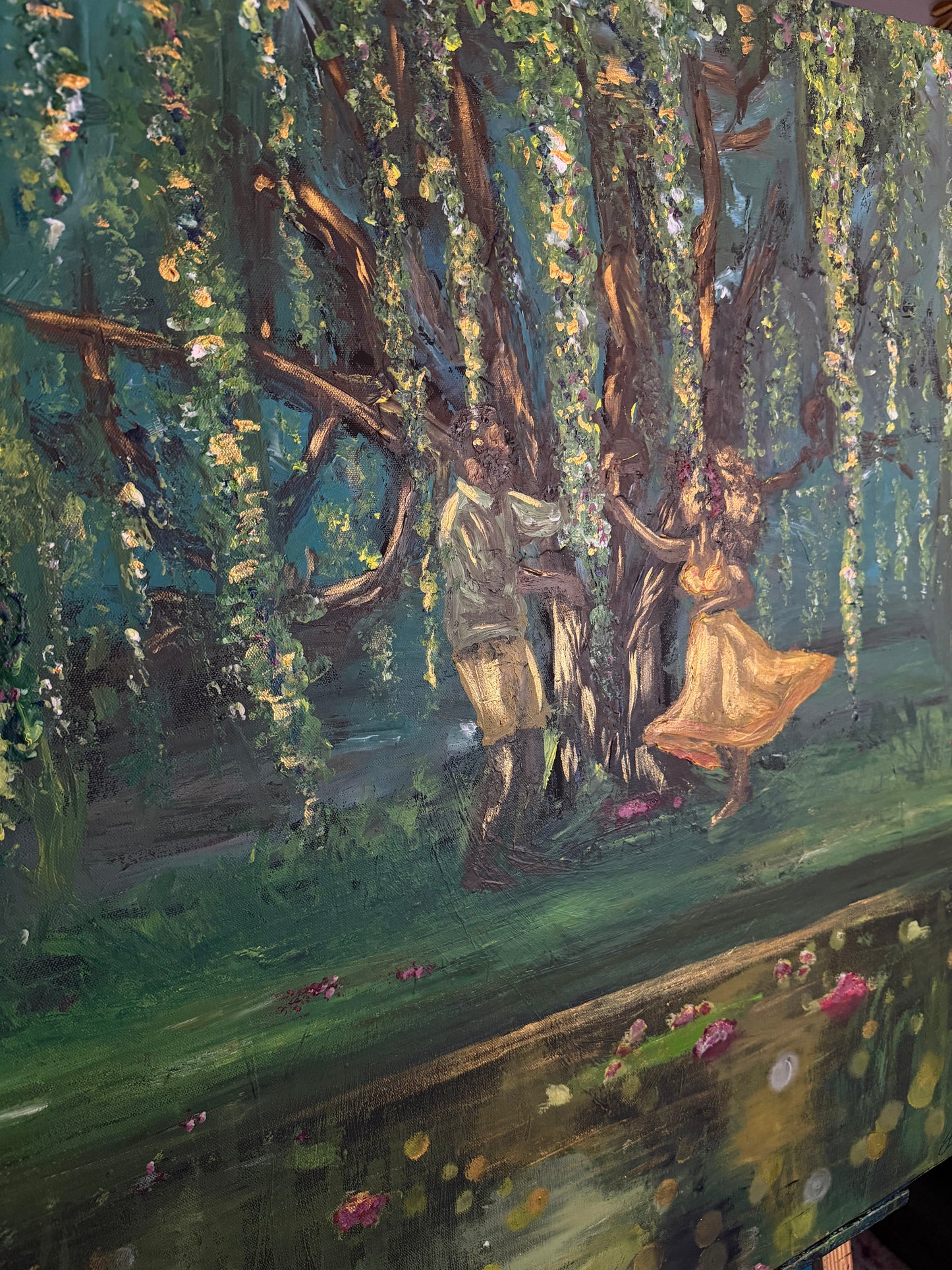 Original Canvas Art: Dance Beneath the Willow