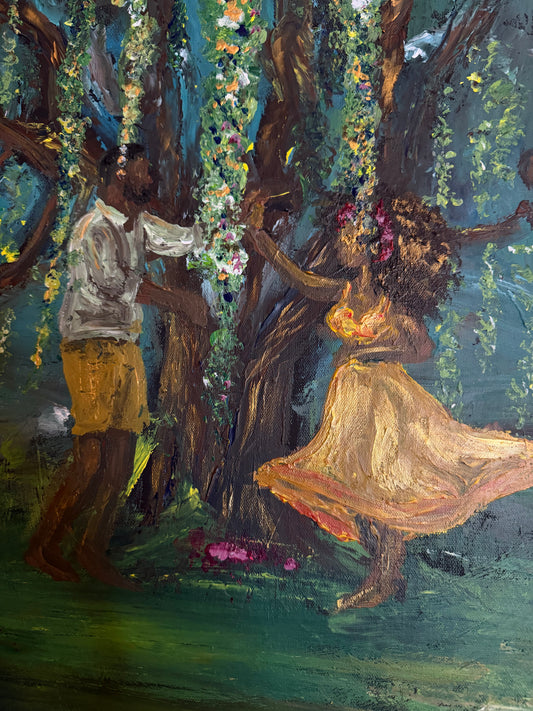 Original Canvas Art: Dance Beneath the Willow